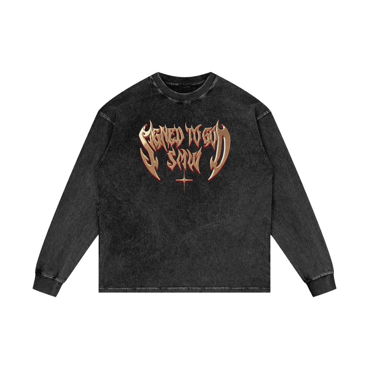 SMW | Signed To God | RisenRetro | Acid Wash Oversize Long Sleeve T-Shirt