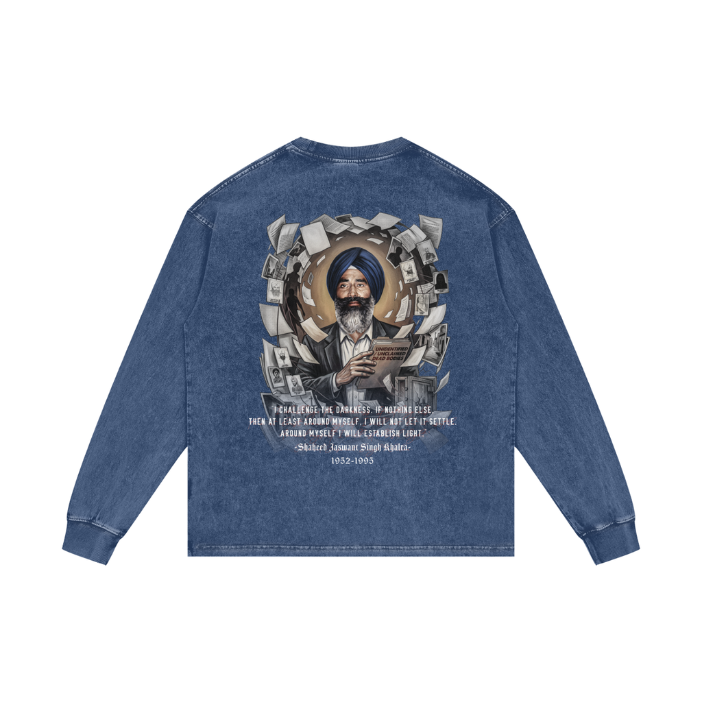 JASWANT SINGH KHALRA | RISENRETRO| Acid Wash Oversize Long Sleeve T-Shirt