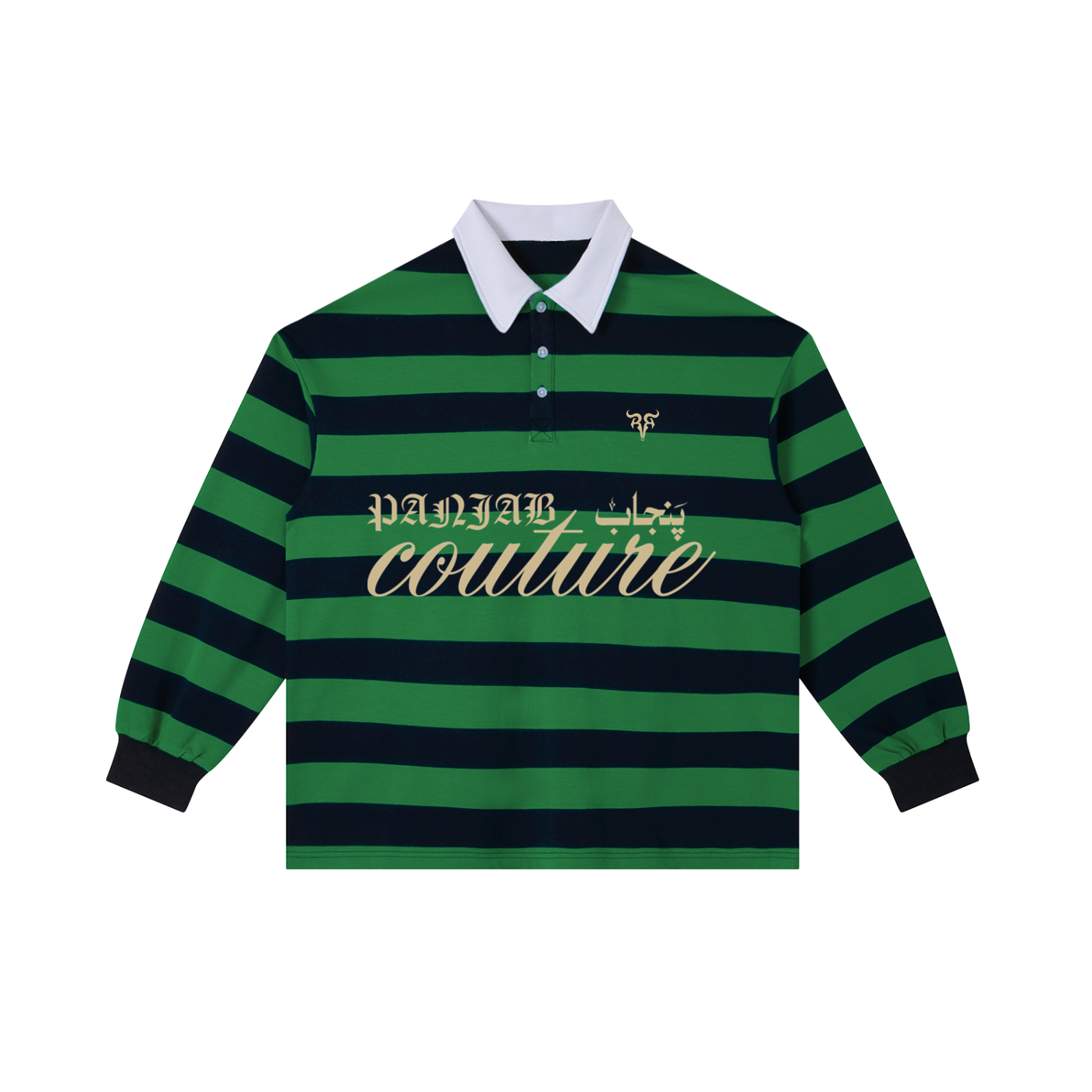 PANJAB COUTURE X RisenRetro Color Block Stripe Polo Shirt