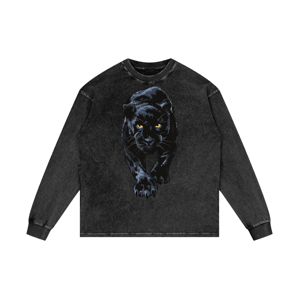 PANTHER PROWL | RisenRetro | Acid Wash Oversize Long Sleeve T-Shirt
