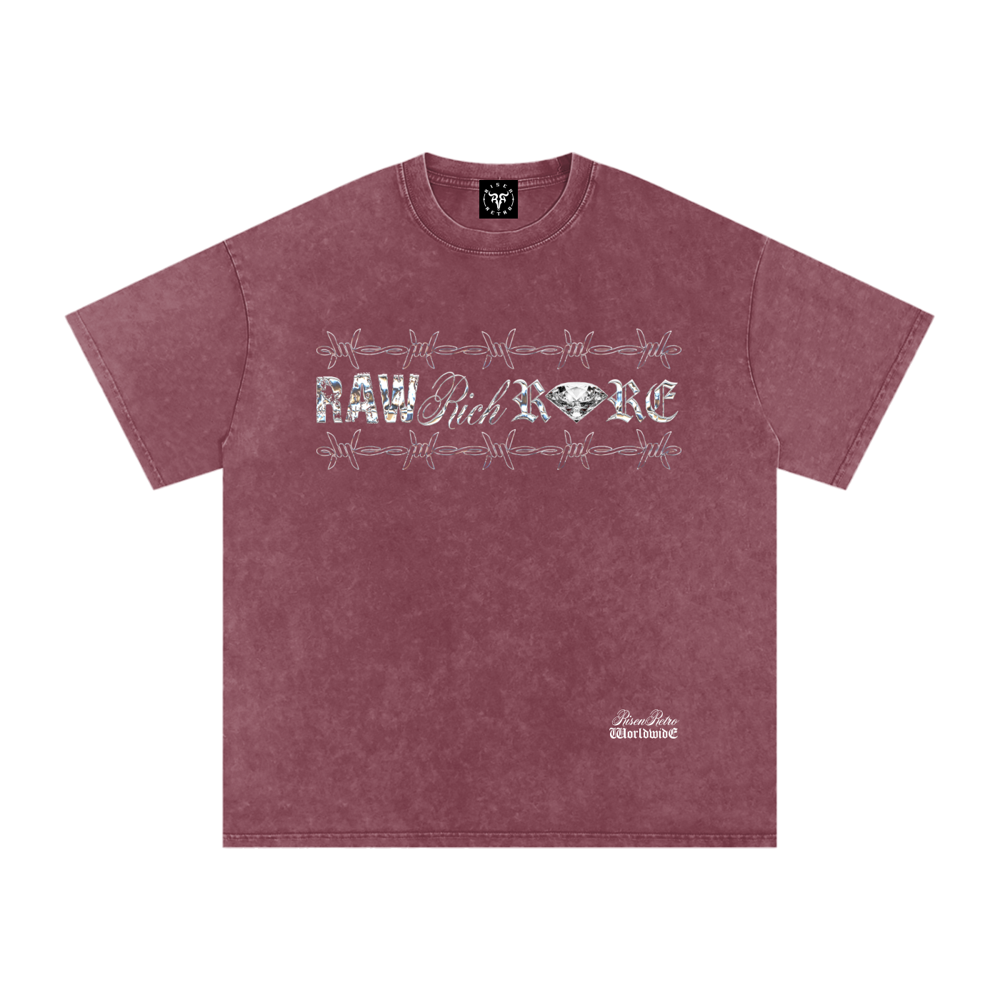 RAW RICH RARE X RisenRetro Snow Washed Oversized Cotton T-Shirt