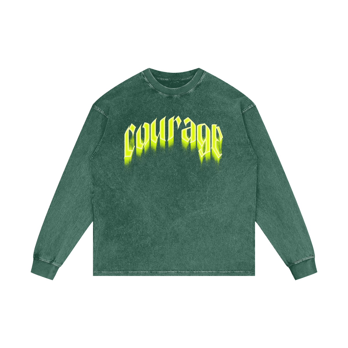 COURAGE OVER COMFORT | RISENRETRO | Acid Wash Oversize Long Sleeve T-Shirt