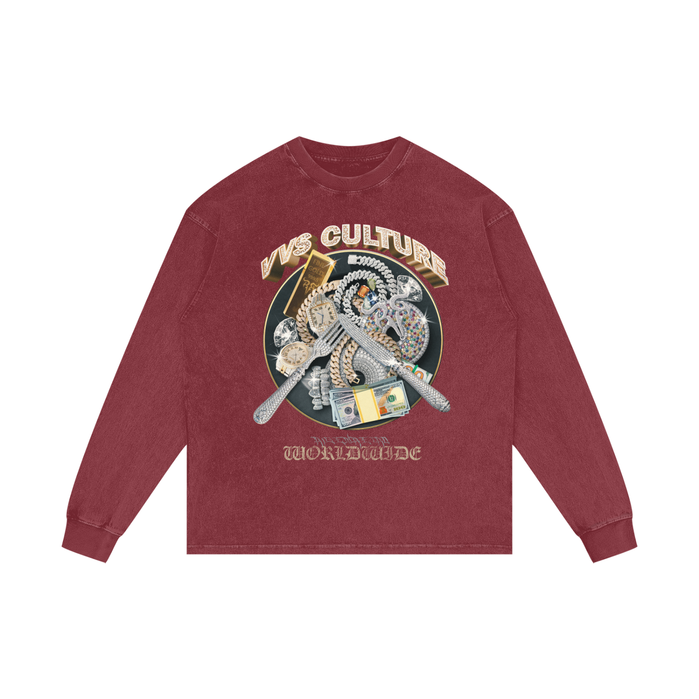 VVS Culture X RisenRetro Acid Wash Oversize Long Sleeve T-Shirt