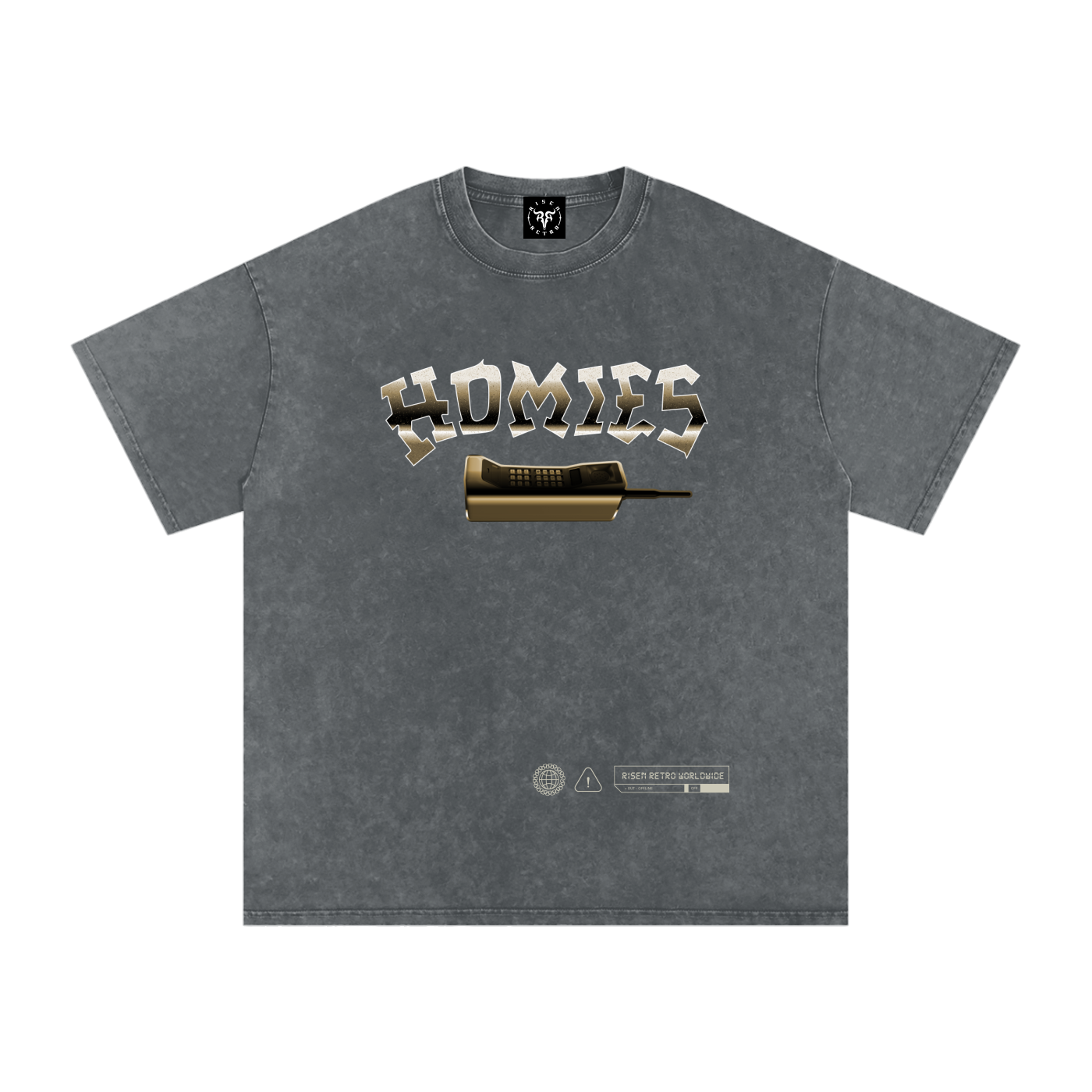 HOMIES 911 x RISEN RETRO Snow Washed Oversized Cotton T-Shirt