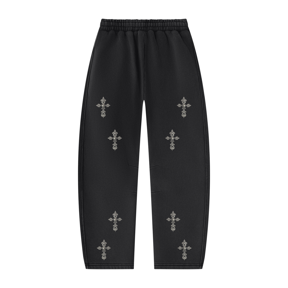 CHROME CROSS | RisenRetro | Unisex Vintage Wash Barrel Leg Fleece Sweatpants