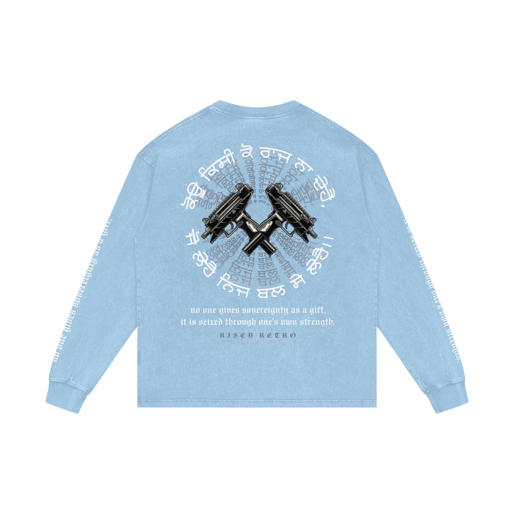 FORCE OF WILL 2 | RISENRETRO | Acid Wash Oversize Long Sleeve T-Shirt
