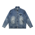 Force of Will X Risen Retro Vintage Wash Zip Up Denim Jacket