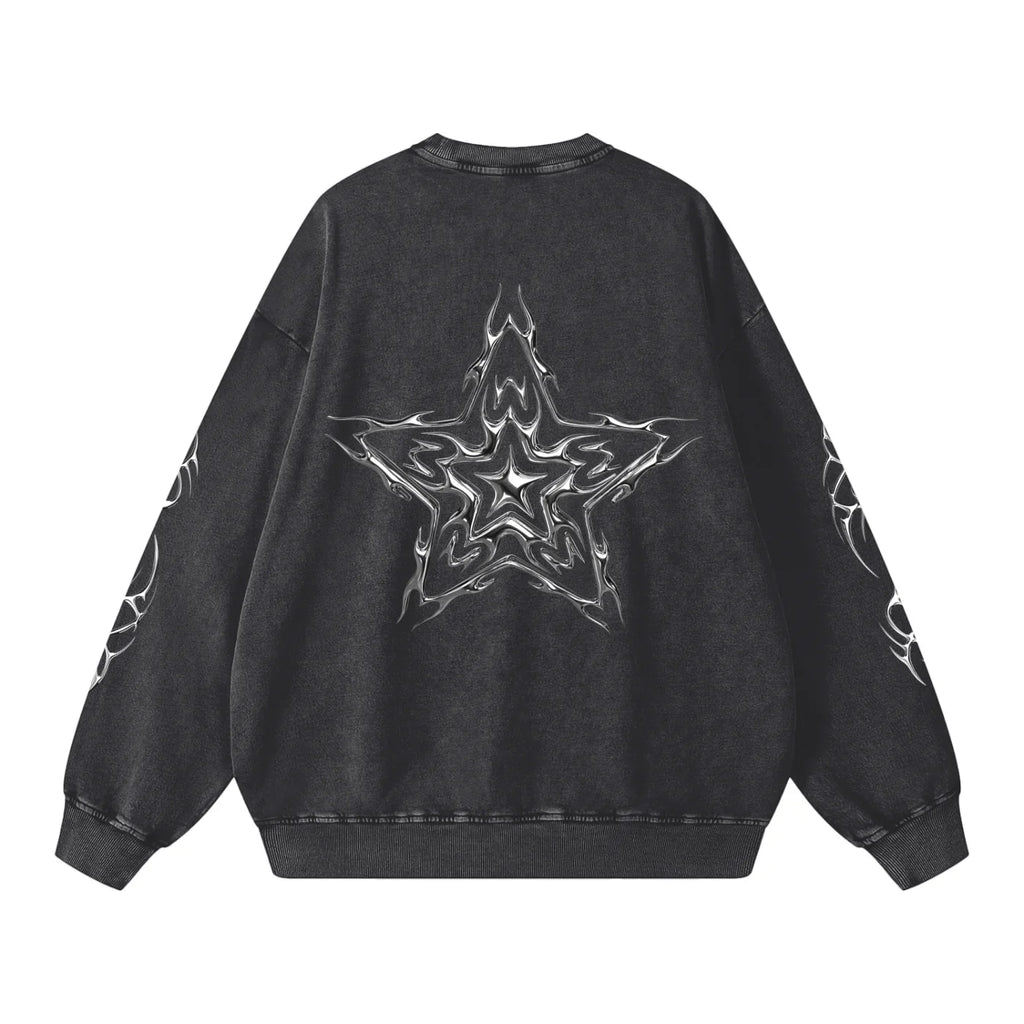 Sweat-shirt oversize délavé Liquid Metal Star