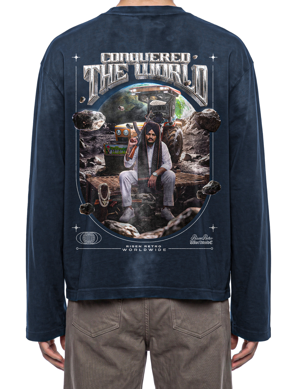 CONQUERED THE WORLD | Unisex Sunfade Boxy Long Sleeve T-Shirt | Sidhu Moose Wala