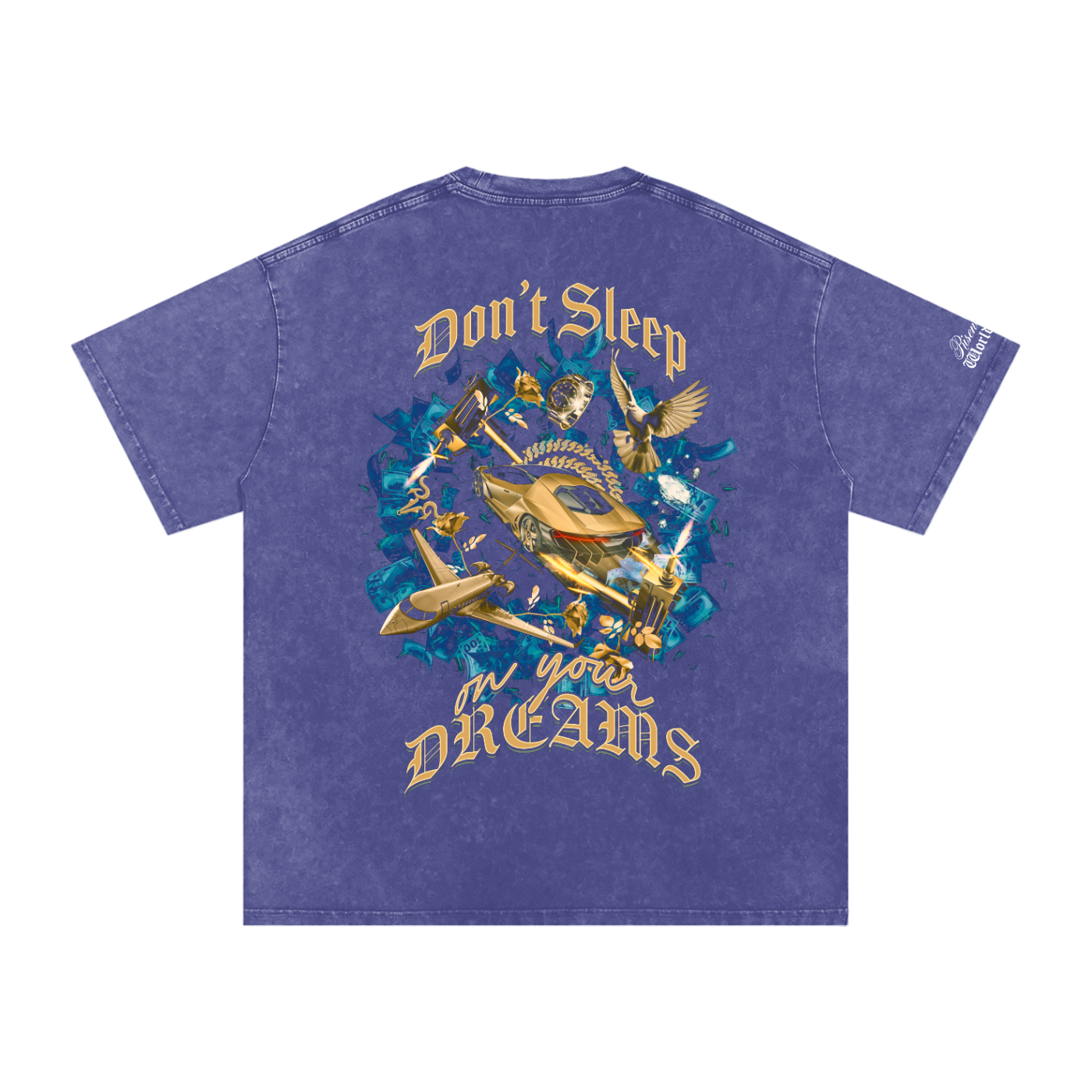DON'T SLEEP ON YOUR DREAMS 2 x RISENRETRO Snow Washed Oversized Cotton T-Shirt