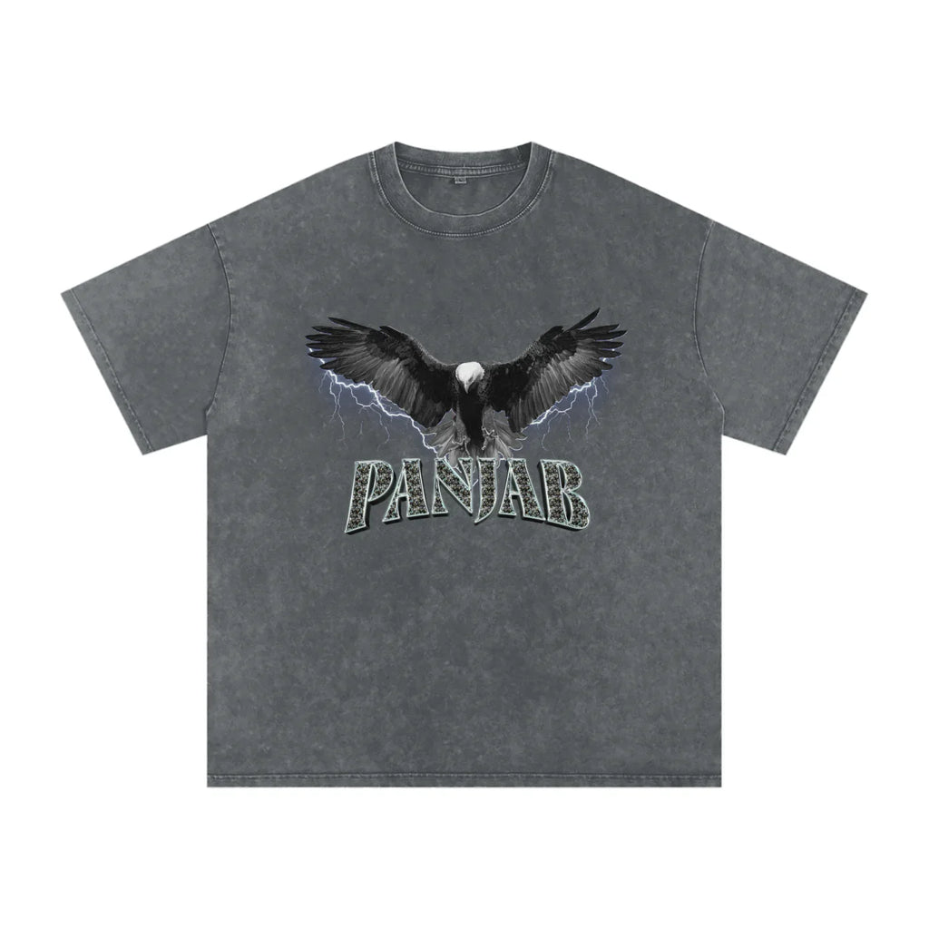 T-shirt surdimensionné délavé à la neige Panjab Thunder Eagle