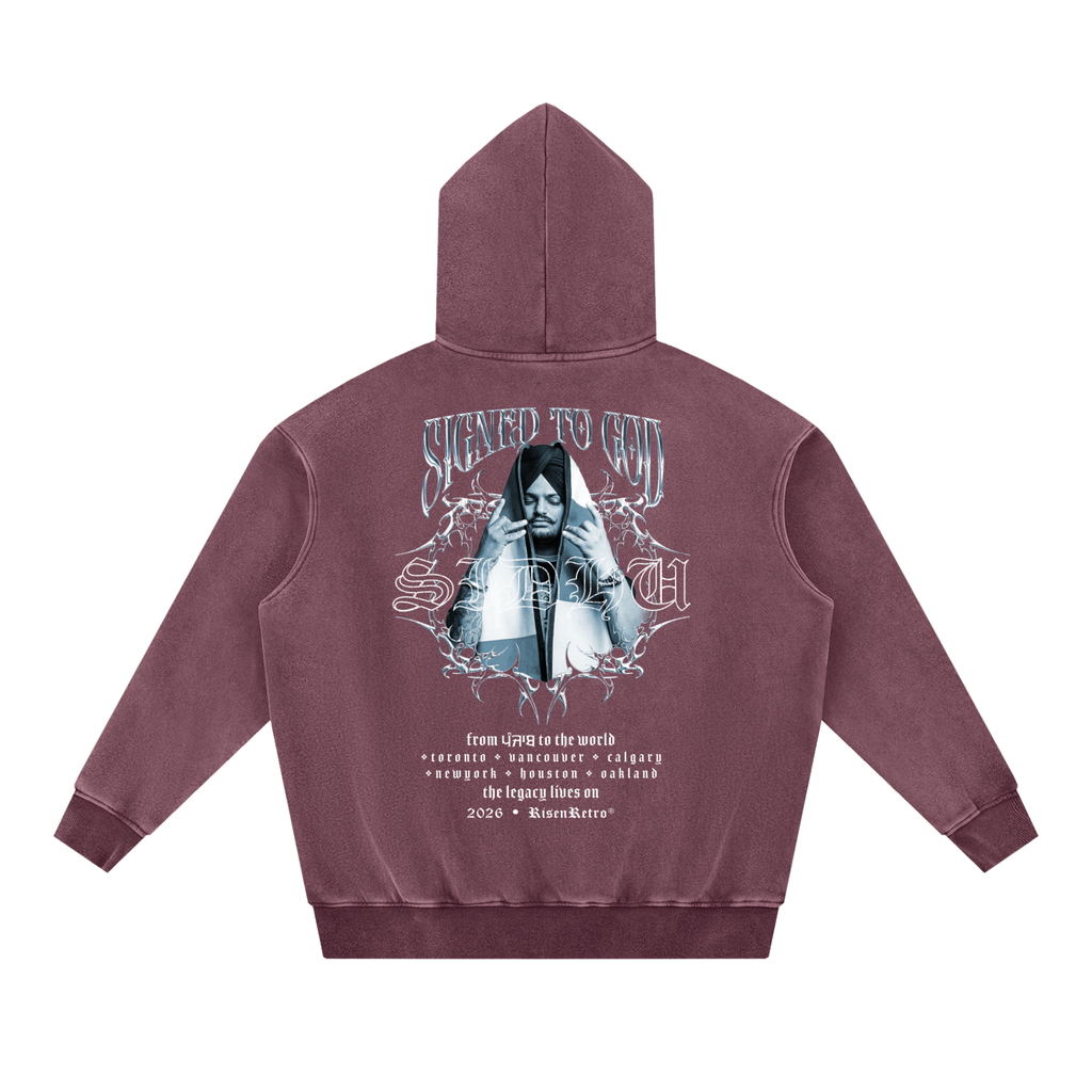 SIGNED TO GOD | Snow Wash Fleece Oversize Hoodie | SMW | RISENRETRO