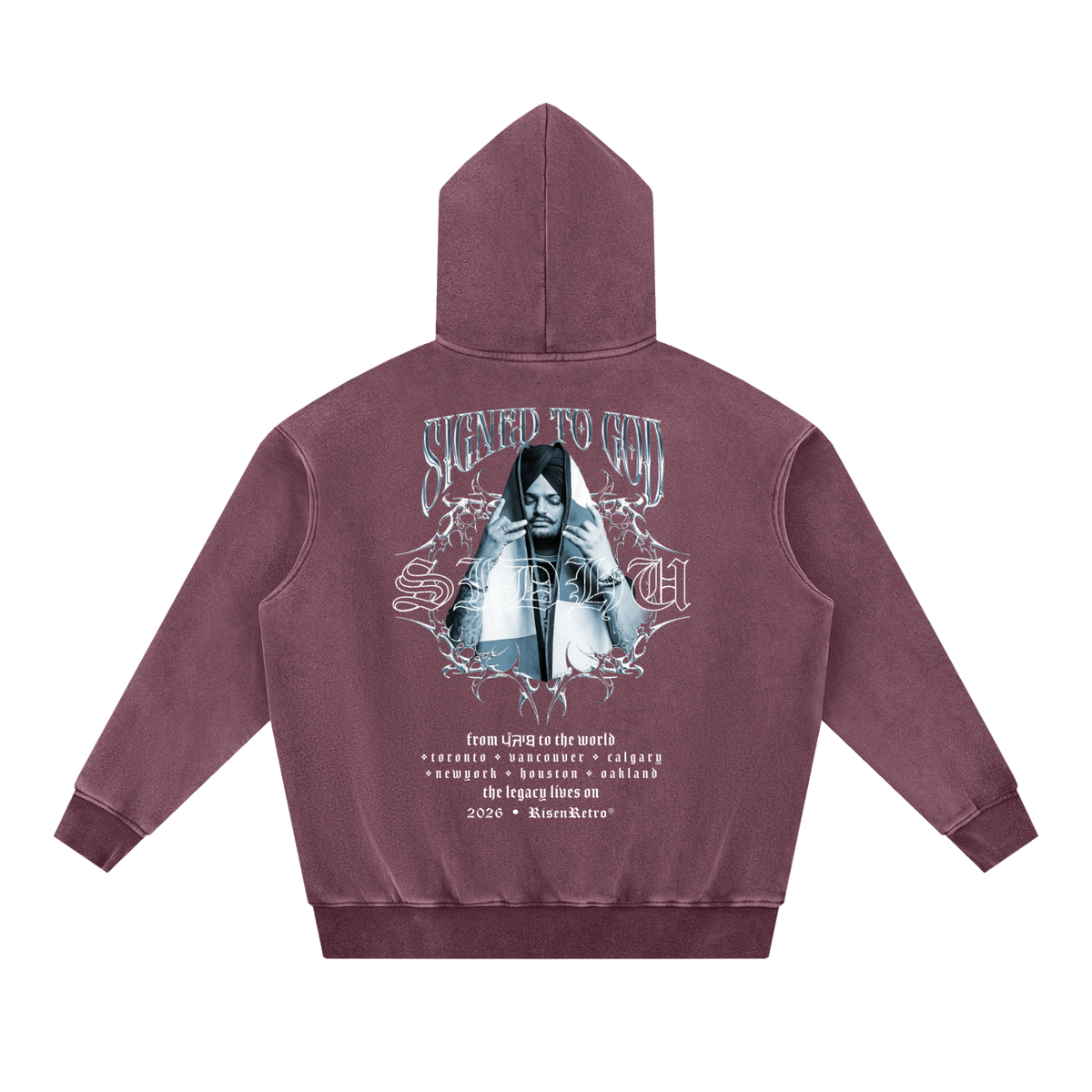 SIGNED TO GOD | Snow Wash Fleece Oversize Hoodie | SMW | RISENRETRO