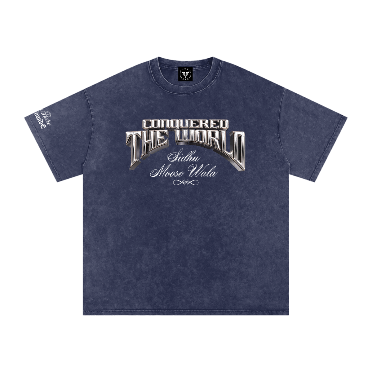 CONQUERED THE WORLD | Snow Washed Oversized Cotton T-Shirt | Sidhu Moose Wala