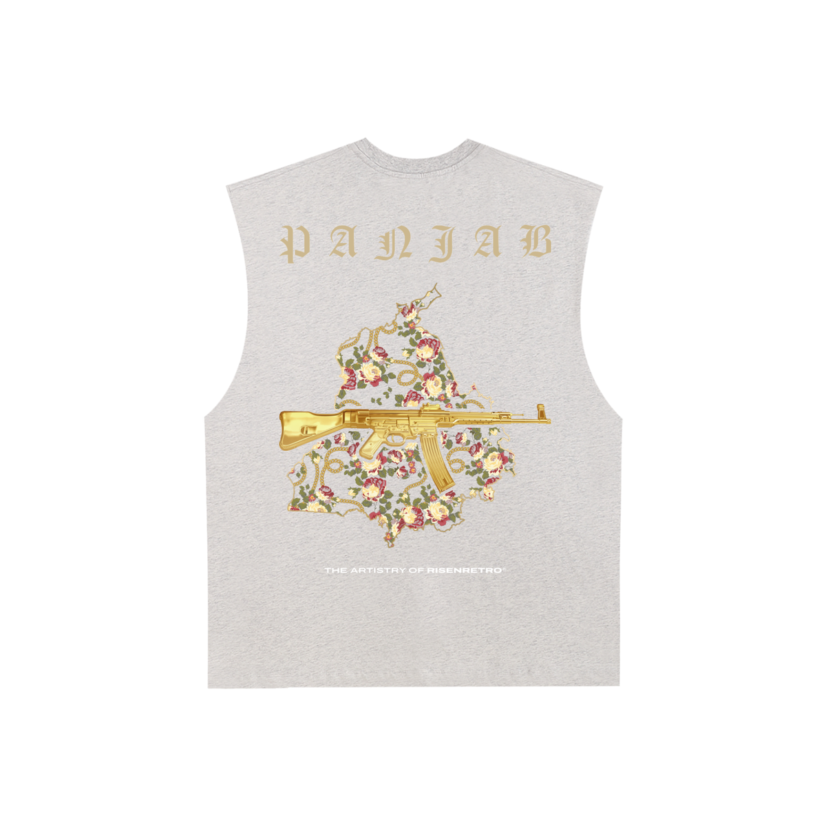 VINTAGE PANJAB V3 | RISENRETRO |Raw Edge Cotton Tank Top