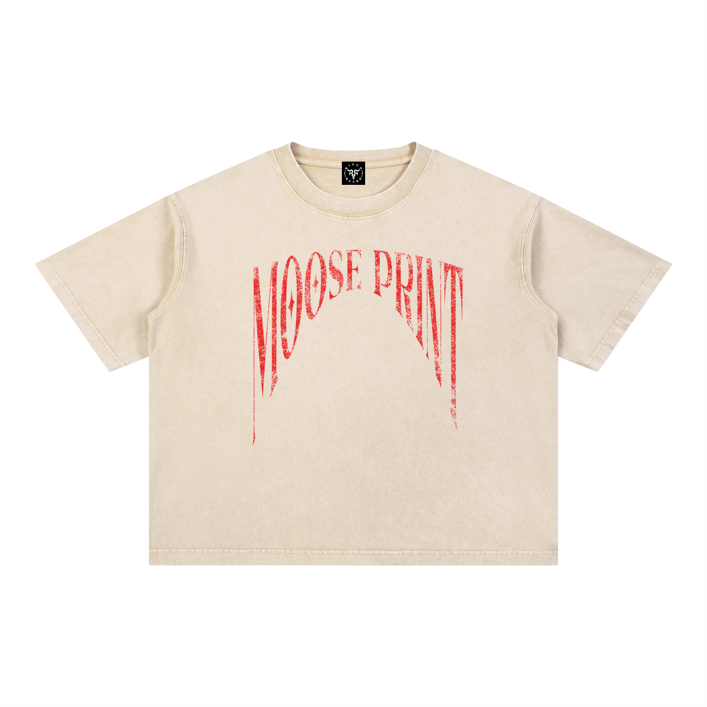 Moose Print S.M.W X RISEN RETRO Wash Boxy Cotton T-Shirt