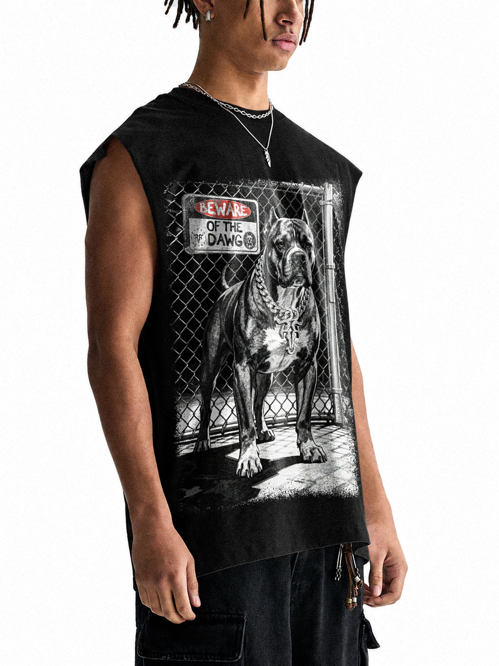 Beware of Dawg 2 | RisenRetro | Raw Edge Cotton Tank Top