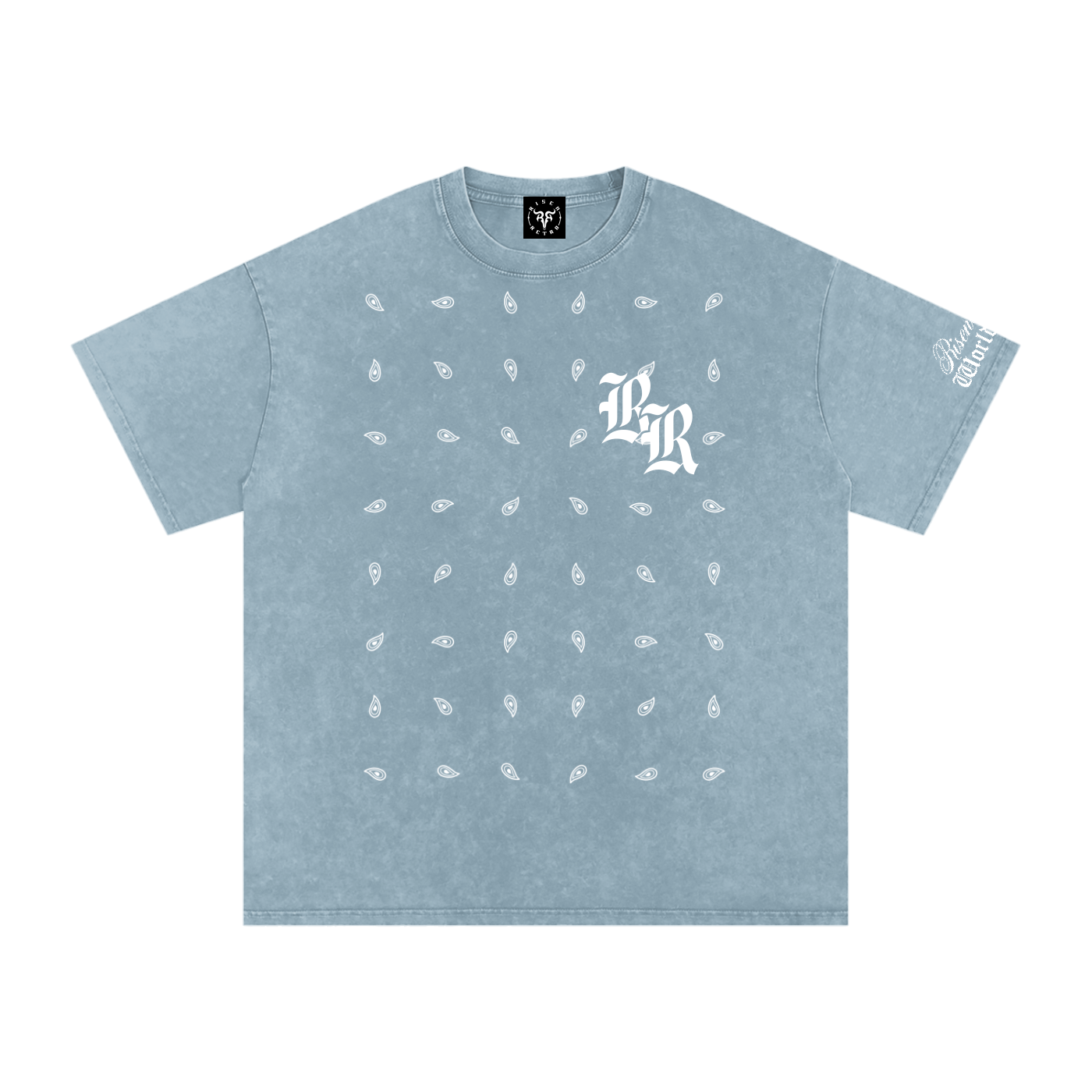 RISENRETRO PAISLEY Snow Washed Oversized Cotton T-Shirt