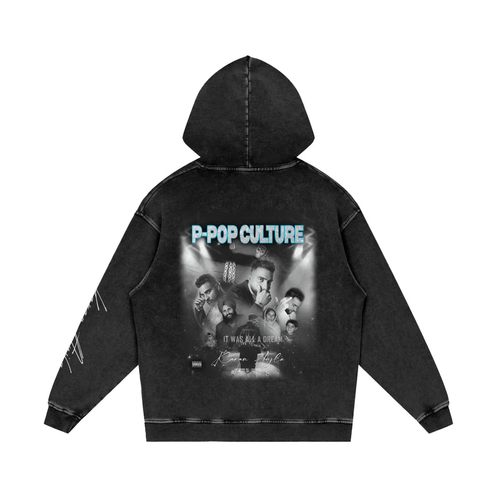 Karan Aujla Dream X Snow Washed Loose Cotton Hoodie