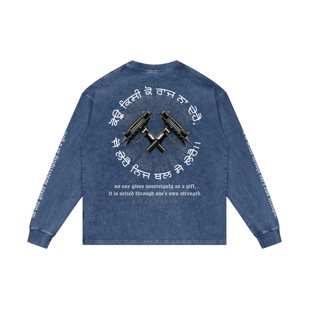 FORCE OF WILL | RISENRETRO | Acid Wash Oversize Long Sleeve T-Shirt