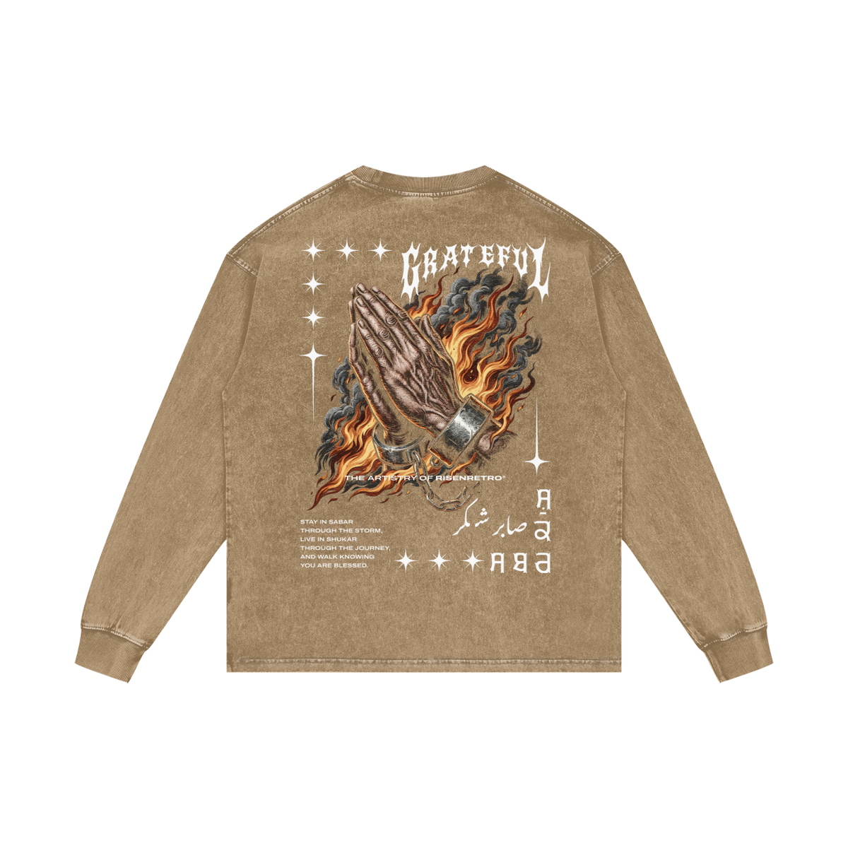 GRATEFUL | RISENRETRO | Acid Wash Oversize Long Sleeve T-Shirt