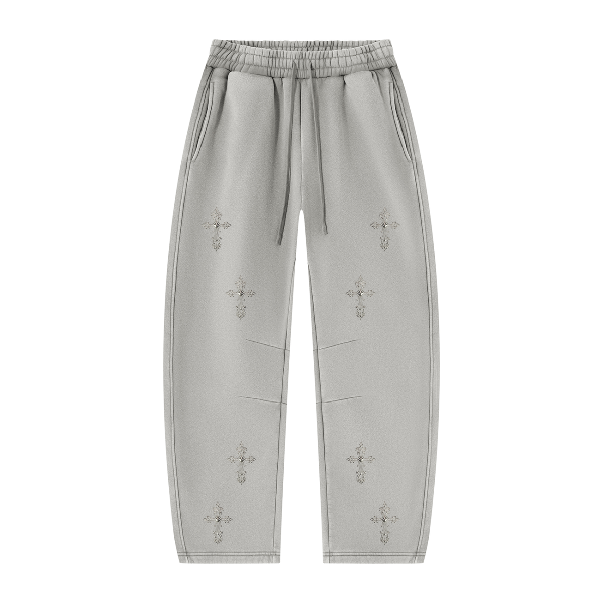 CHROME CROSS | RisenRetro | Unisex Vintage Wash Barrel Leg Fleece Sweatpants