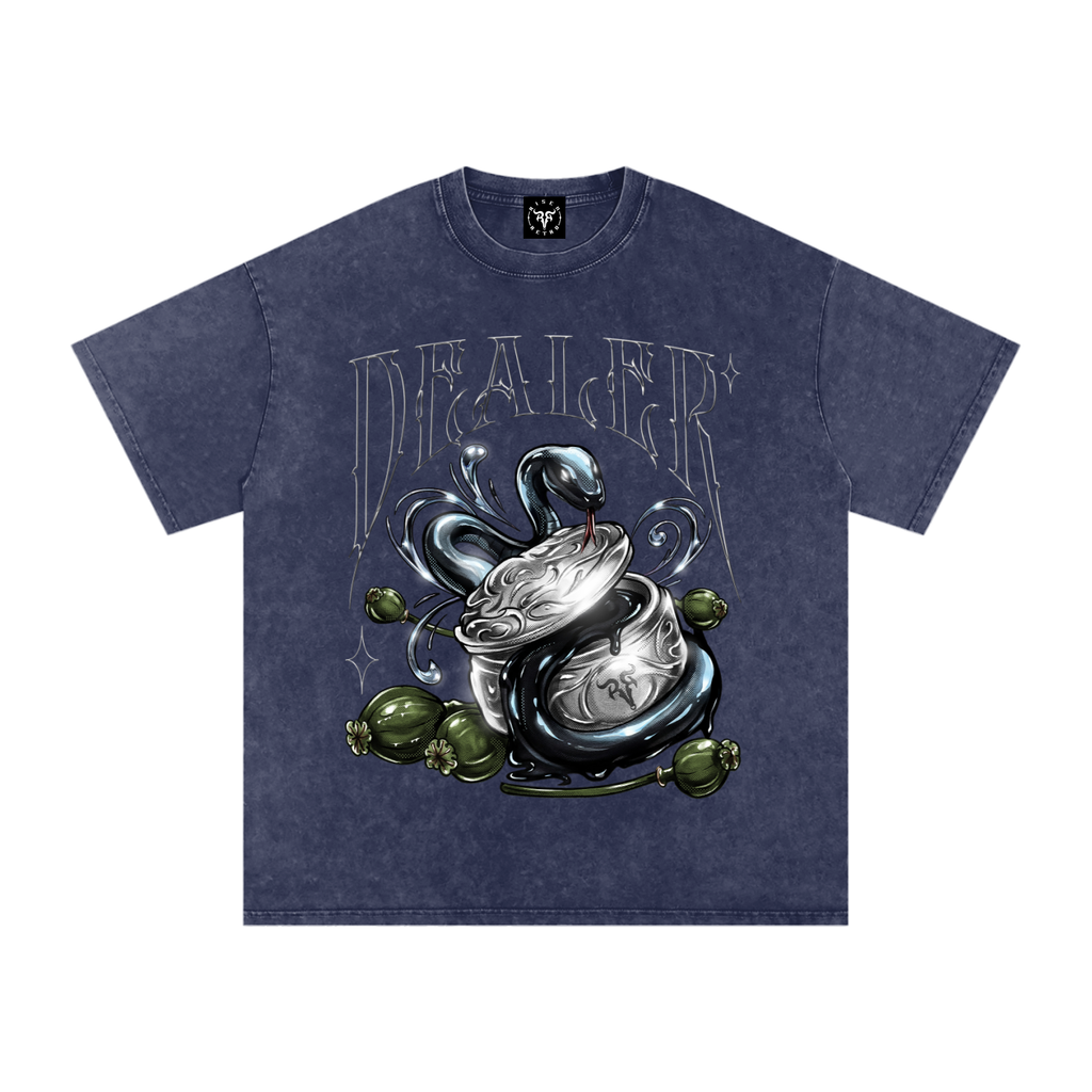 DEALER x RISENRETRO Snow Washed Oversized Cotton T-Shirt