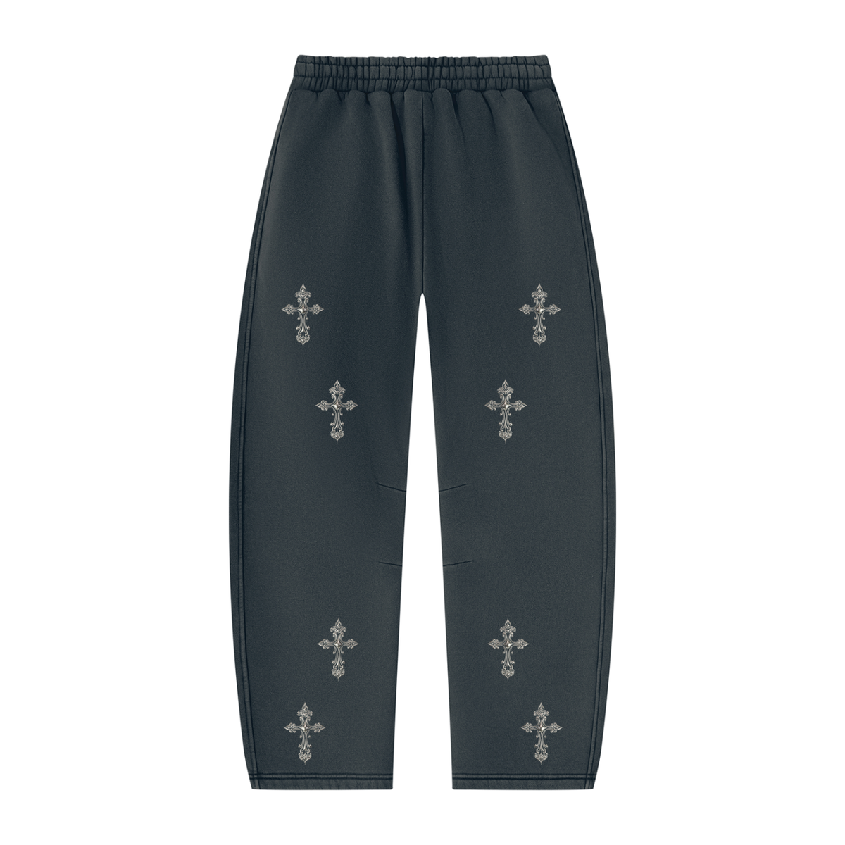 CHROME CROSS | RisenRetro | Unisex Vintage Wash Barrel Leg Fleece Sweatpants