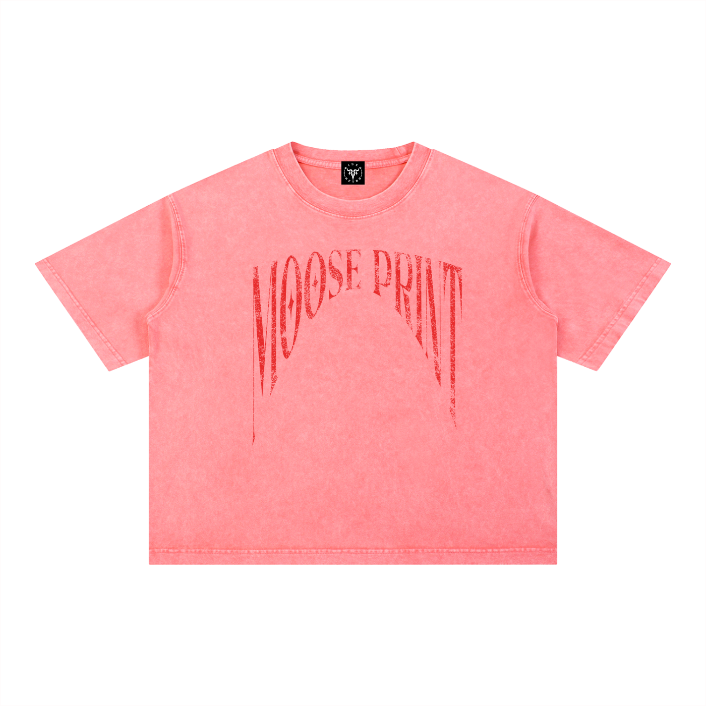 Moose Print S.M.W X RISEN RETRO Wash Boxy Cotton T-Shirt