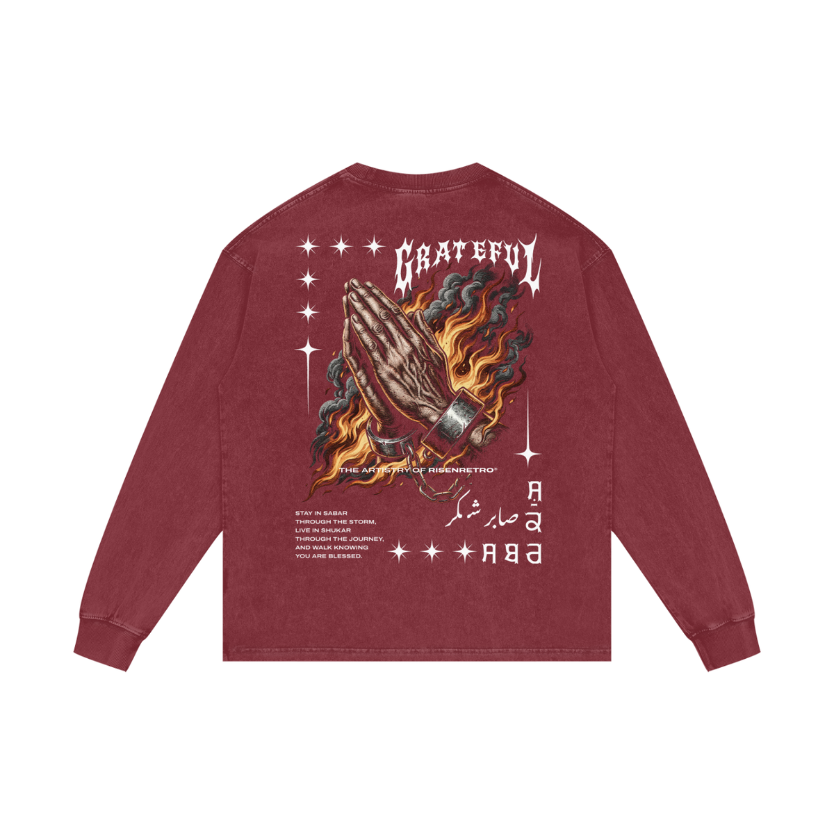 GRATEFUL | RISENRETRO | Acid Wash Oversize Long Sleeve T-Shirt