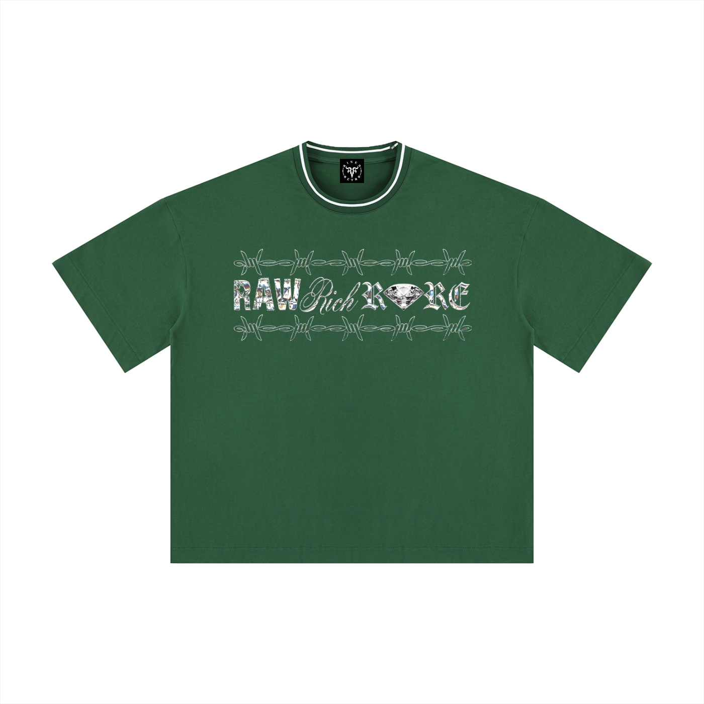 RAW RICH RARE X Risen Retro Unisex Boxy Ribbed T-Shirt