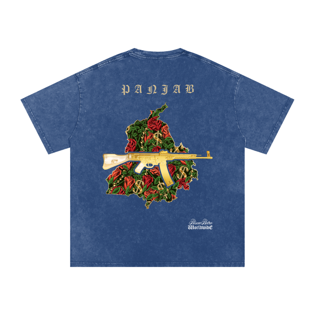 Vintage Panjab v4 X RisenRetro Snow Washed Oversized Cotton T-Shirt