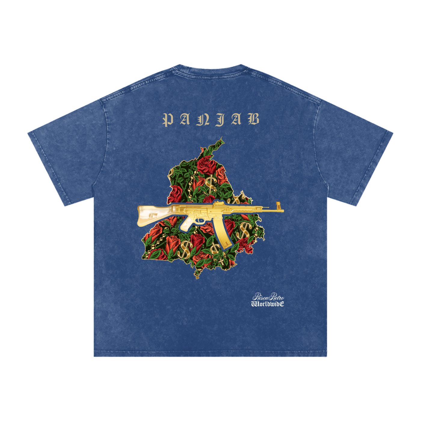 Vintage Panjab v4 X RisenRetro Snow Washed Oversized Cotton T-Shirt
