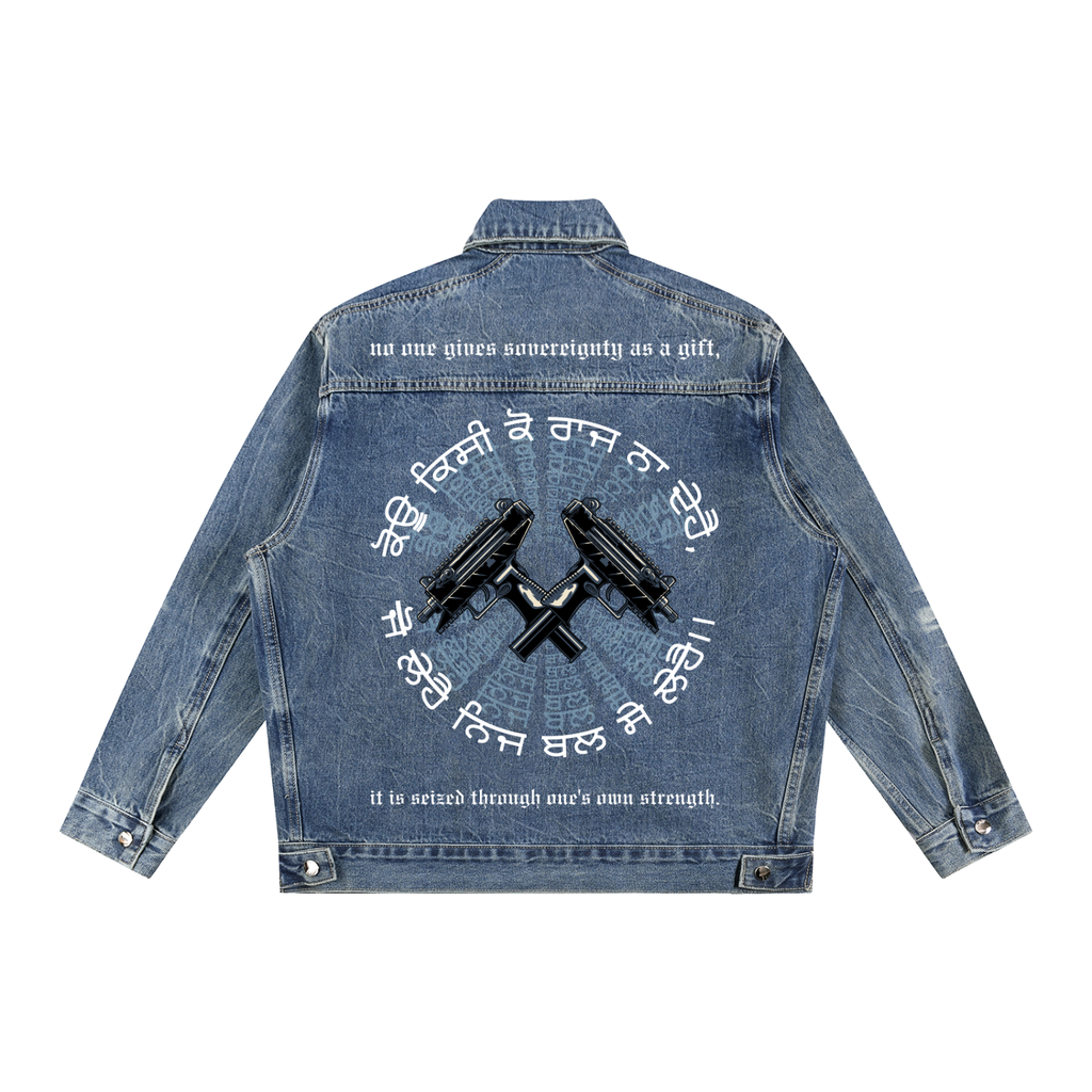 Force of Will X Risen Retro Vintage Wash Zip Up Denim Jacket