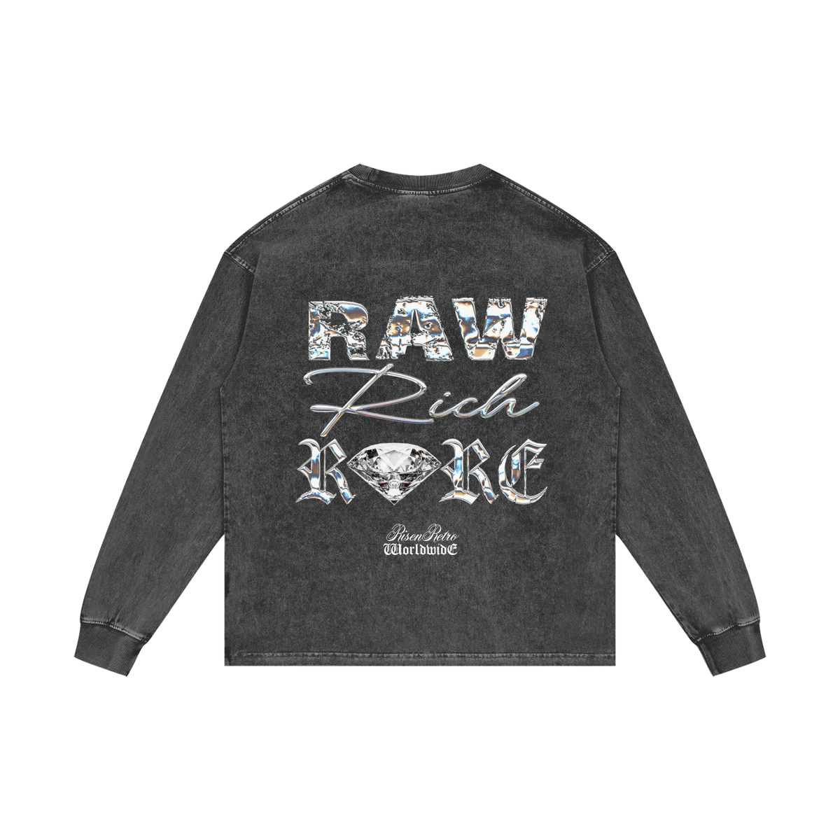 RAW RICH RARE  | RISENRETRO | Acid Wash Oversize Long Sleeve T-Shirt