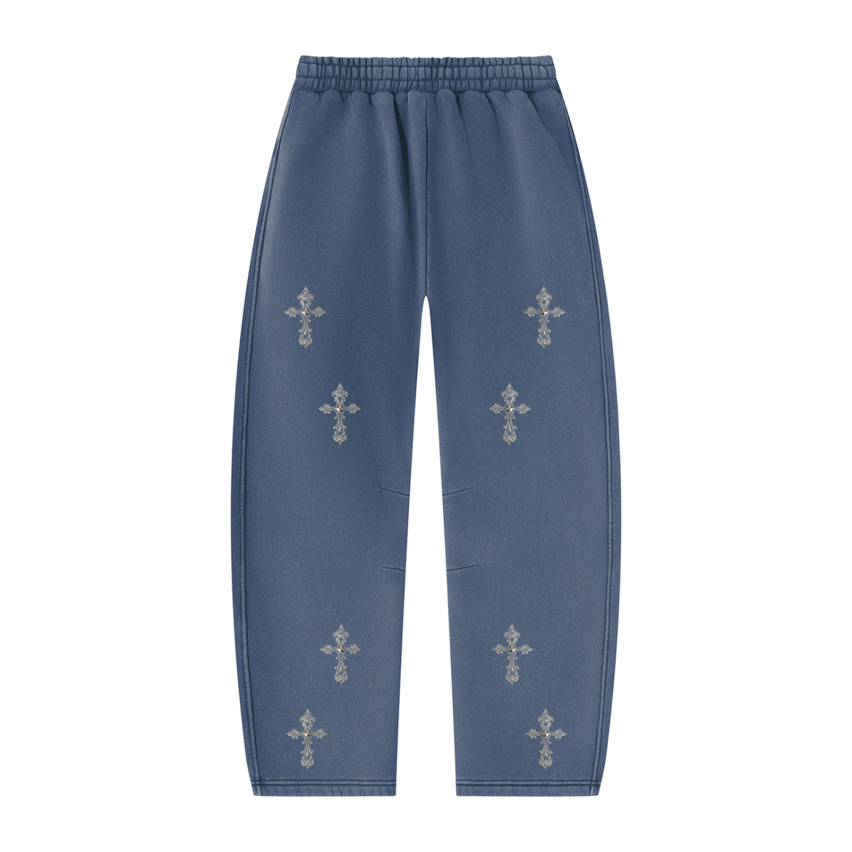 CHROME CROSS | RisenRetro | Unisex Vintage Wash Barrel Leg Fleece Sweatpants