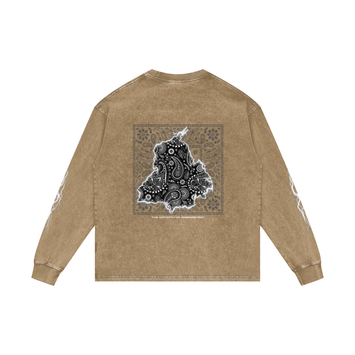 Panjab Bandana Flash  | RISENRETRO |  Acid Wash Oversize Long Sleeve T-Shirt