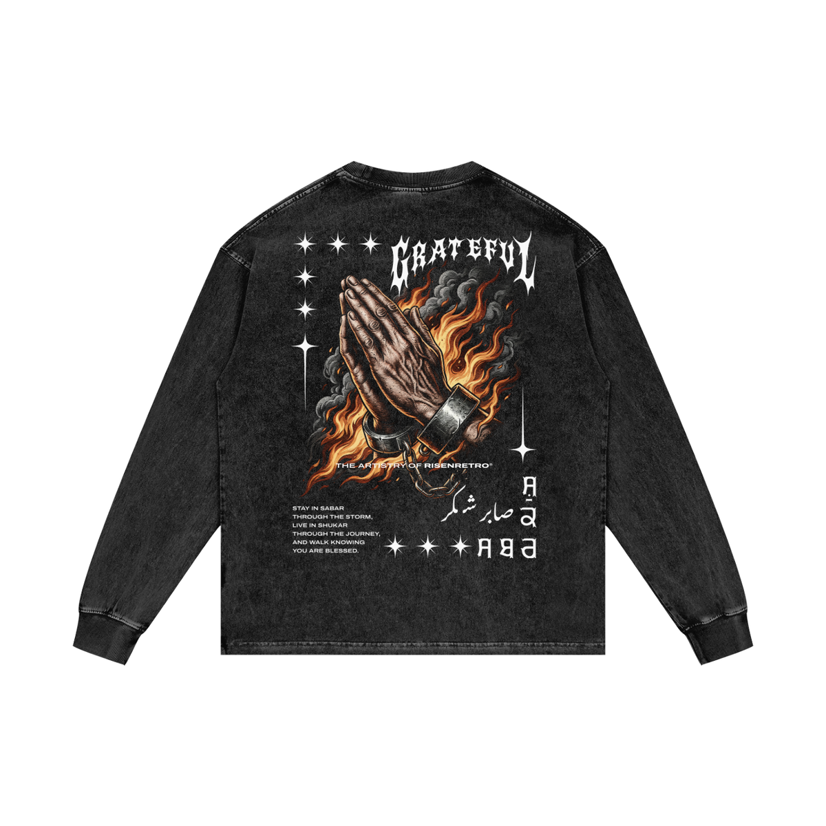 GRATEFUL | RISENRETRO | Acid Wash Oversize Long Sleeve T-Shirt