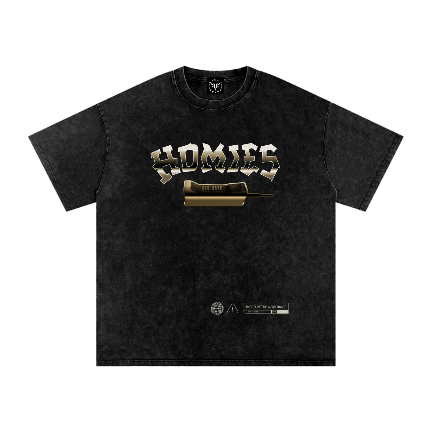 HOMIES 911 x RISEN RETRO Snow Washed Oversized Cotton T-Shirt