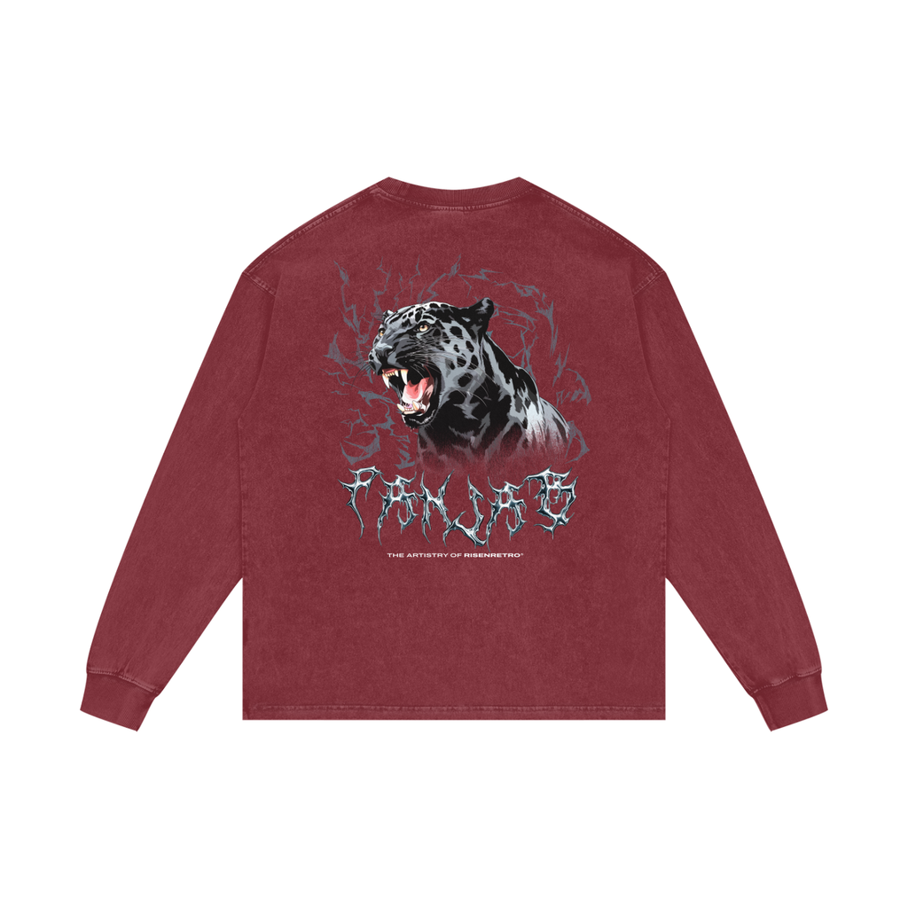 PANJAB Panther Y2K | RisenRetro | Acid Wash Oversize Long Sleeve T-Shirt