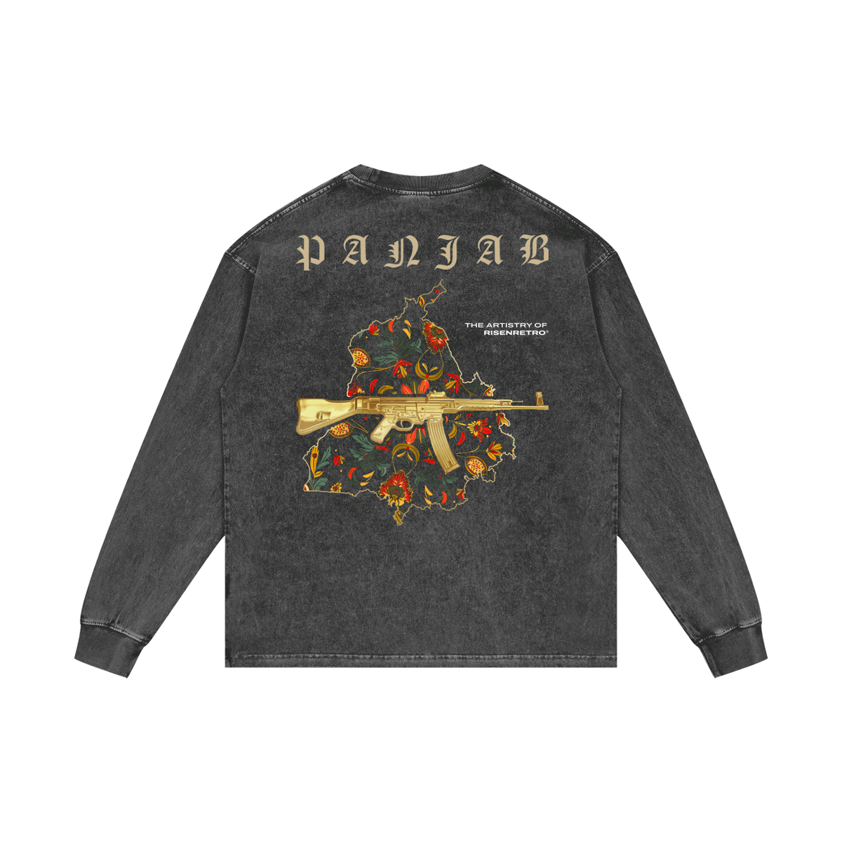 VINTAGE PANJAB | RISENRETRO | Acid Wash Oversize Long Sleeve T-Shirt