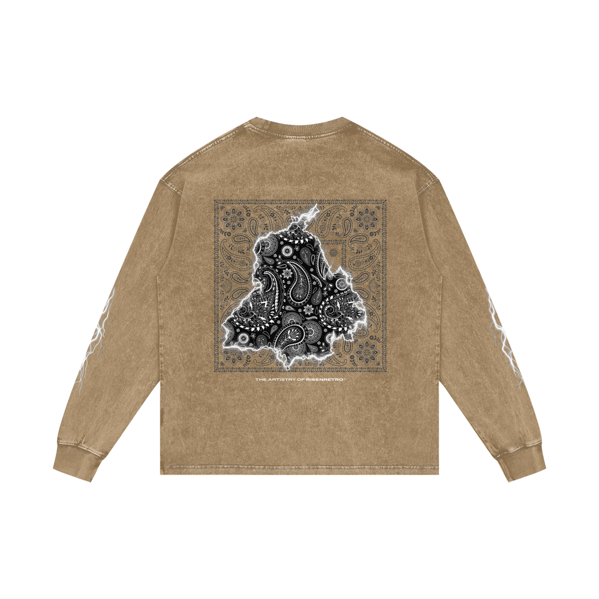 Panjab Bandana Flash V2 | RisenRetro | Acid Wash Oversize Long Sleeve T-Shirt
