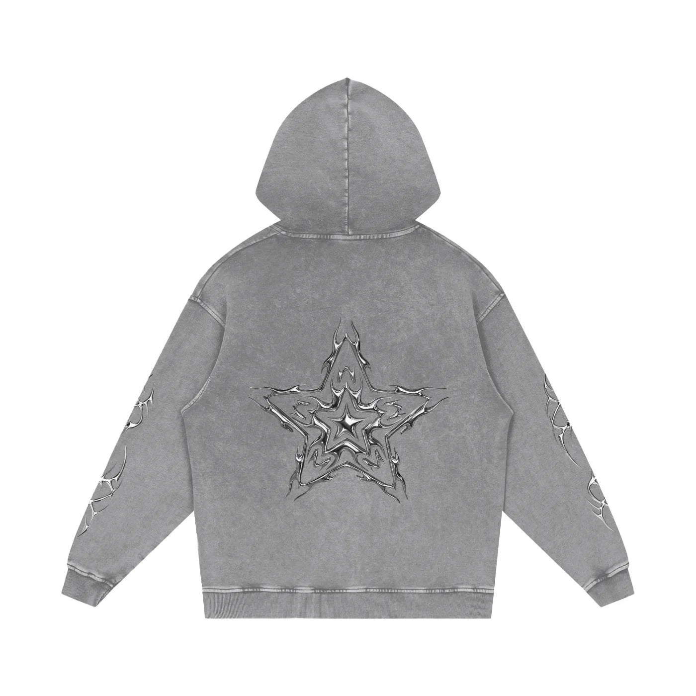 Sweat à capuche ample en coton délavé Liquid Metal Star Snow