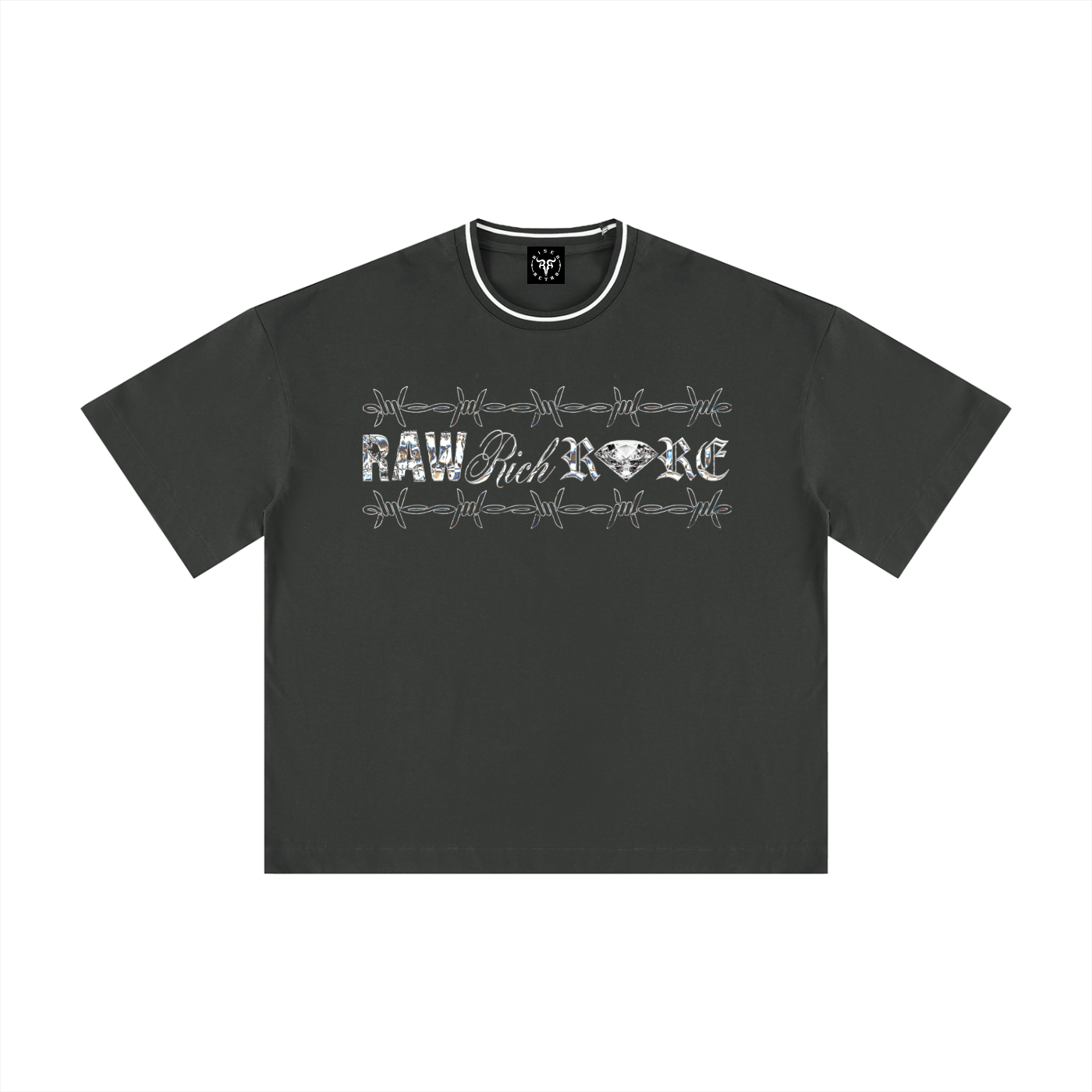 RAW RICH RARE X Risen Retro Unisex Boxy Ribbed T-Shirt