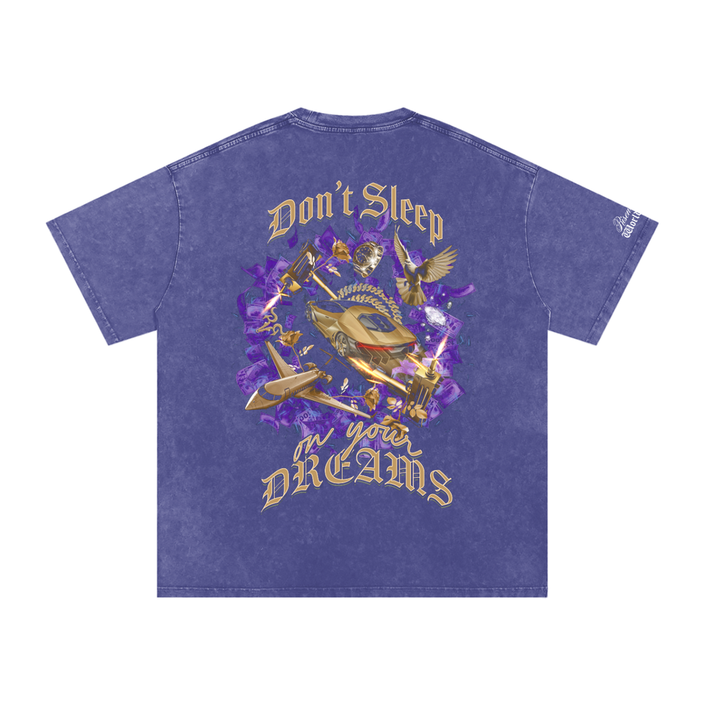 Don't Sleep on Your Dreams X RisenRetro Snow Washed Oversized Cotton T-Shirt