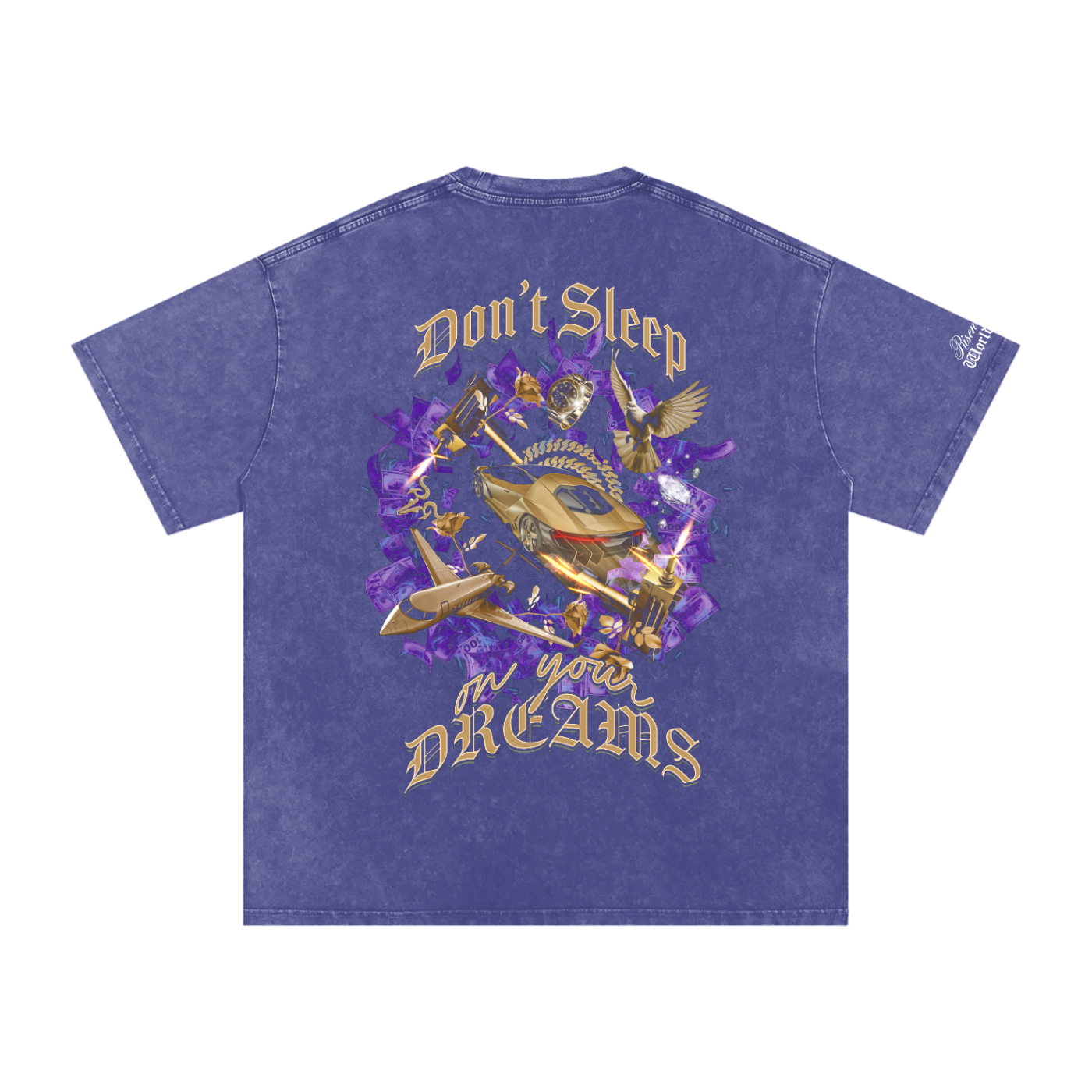 Don't Sleep on Your Dreams X RisenRetro Snow Washed Oversized Cotton T-Shirt