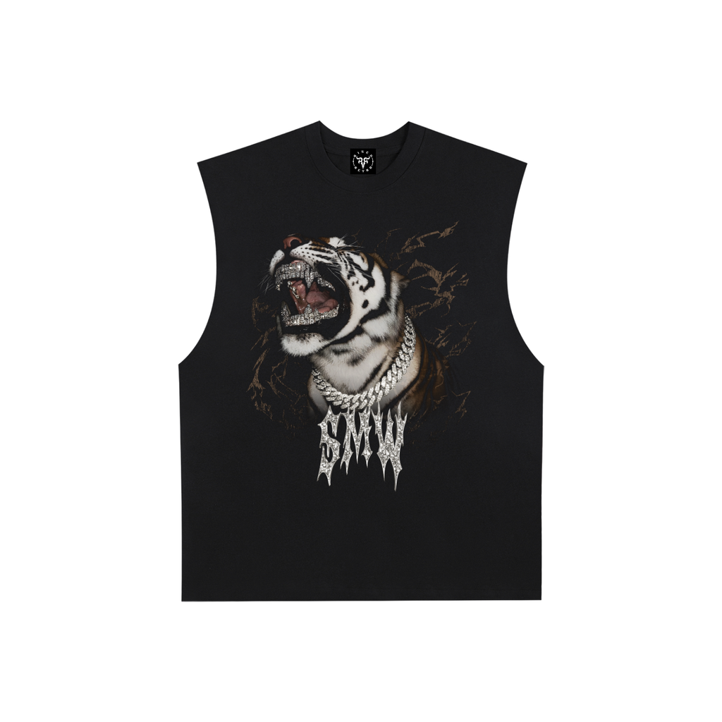 SMW | TIGER ROAR | RisenRetro | Raw Edge Cotton Tank Top