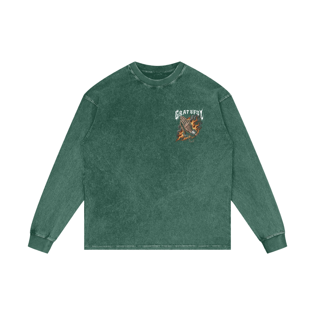 GRATEFUL | RISENRETRO | Acid Wash Oversize Long Sleeve T-Shirt