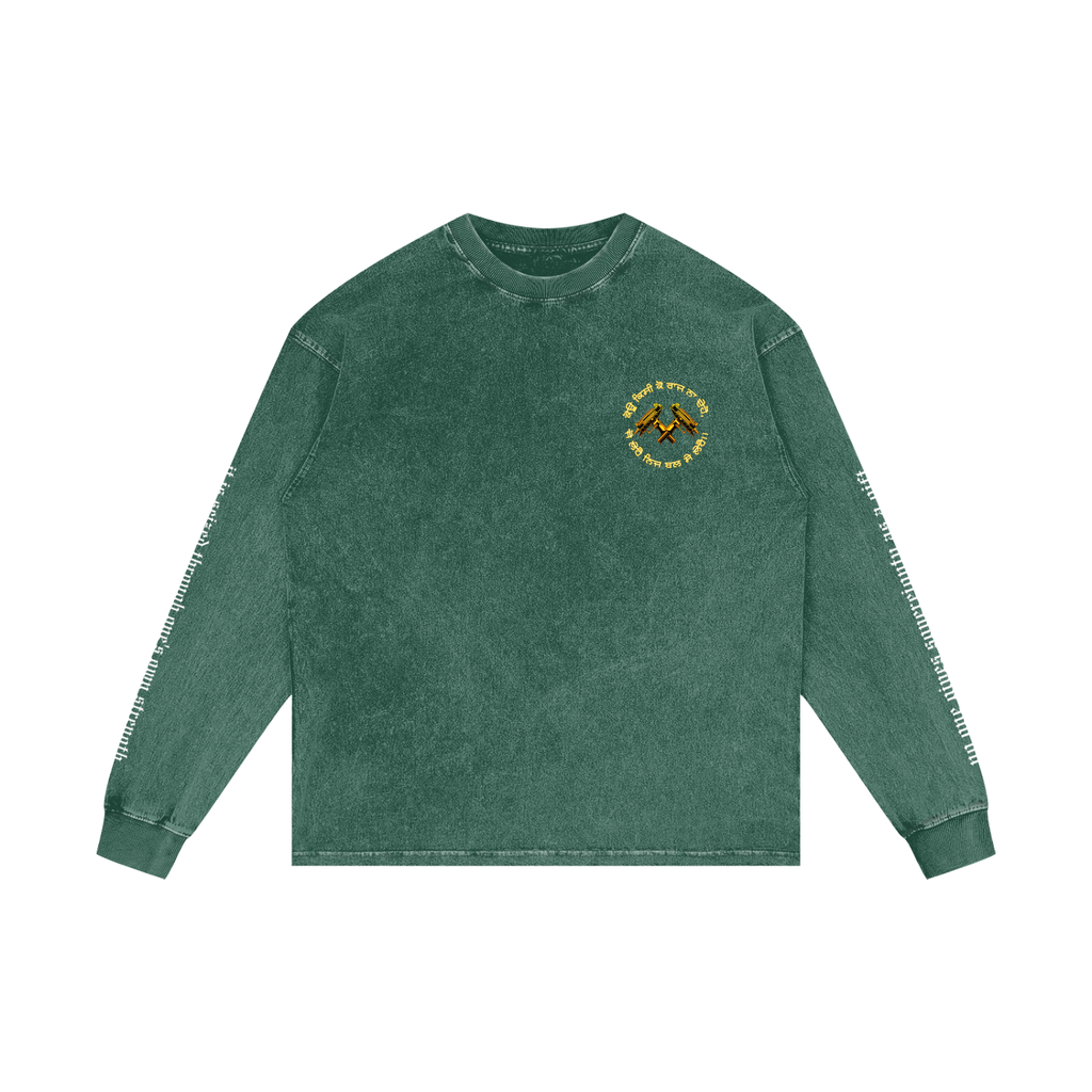 FORCE OF WILL 3 | RISENRETRO | Acid Wash Oversize Long Sleeve T-Shirt