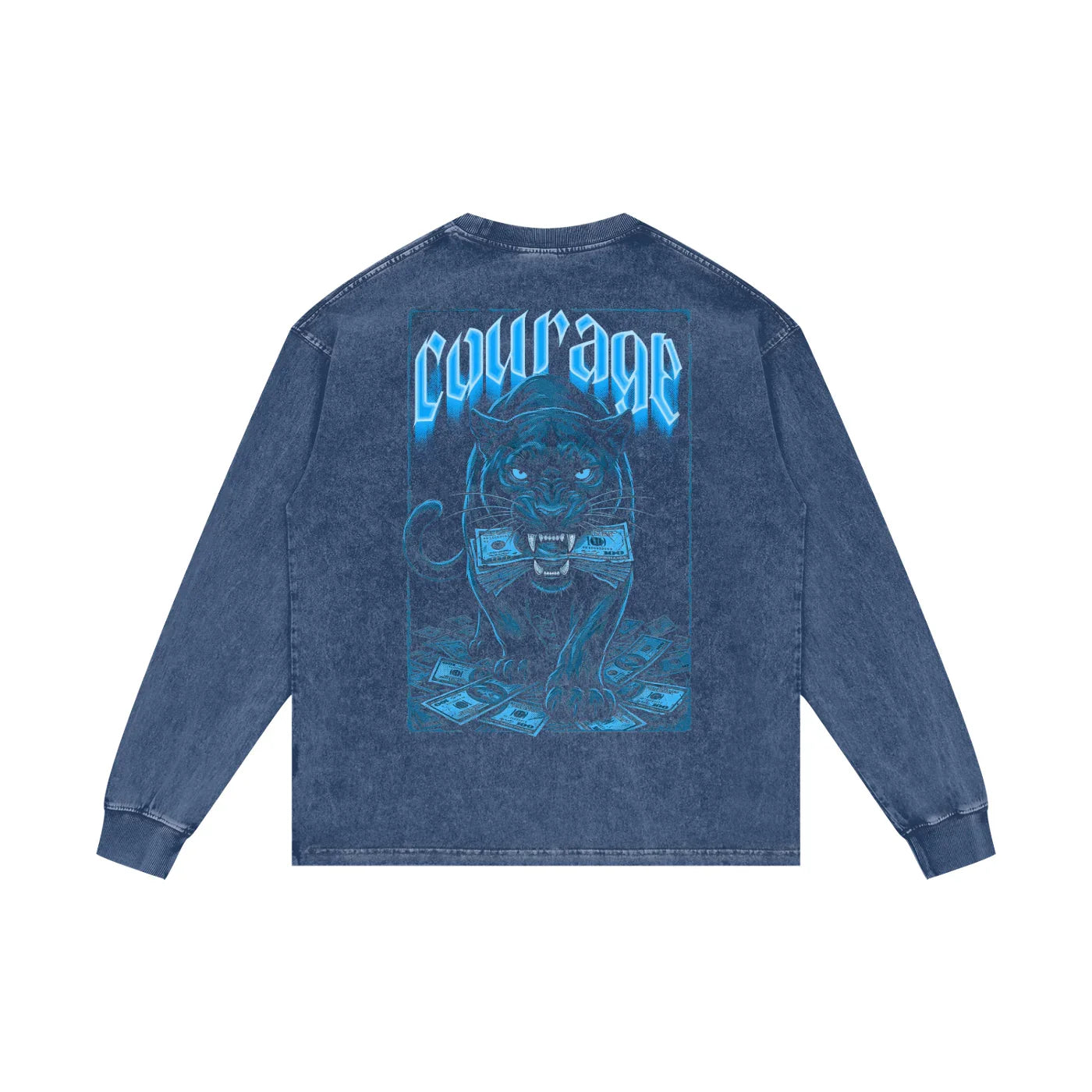 Courage Over Comfort X Risen Retro Acid Wash Oversize Long Sleeve T-Shirt